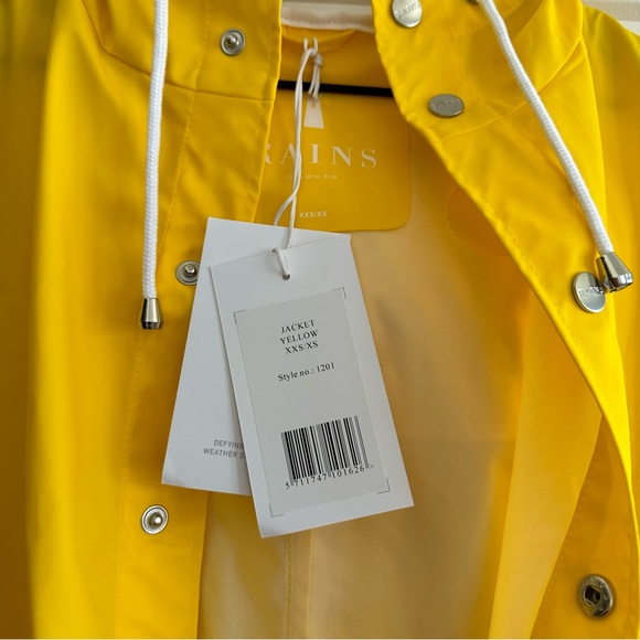 RAINS Rain Jacket Unisex Yellow Size XXS/XS - Picture 7 of 12